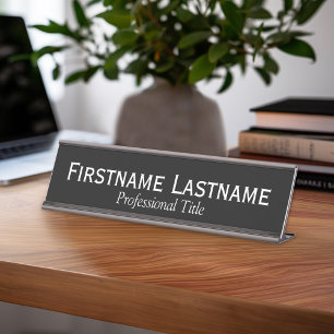 Basis Zwarte met Witte Naam en Professionele Titel Bureau Naambordje