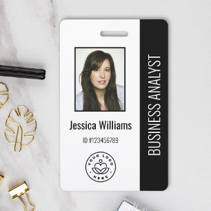 Basisbedrijfslogo Foto Zwart Personeels-ID Badge