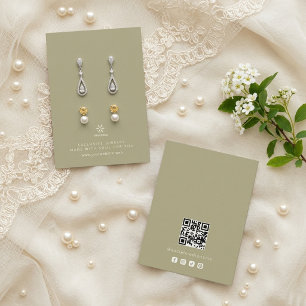 Basisch sieraden display logo sage groen TMF26 Visitekaartje