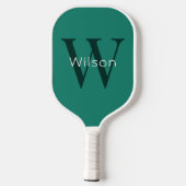 Basisgroen Monogram Initiaal & Naam Pickleball Paddle (Achterkant)