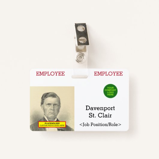 Basisidentiteitsbewijs van het personeelslid badge (Voorkant met clip)
