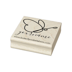Basislijn Kunst Tekening Handtekening Vlinder Rubberstempel