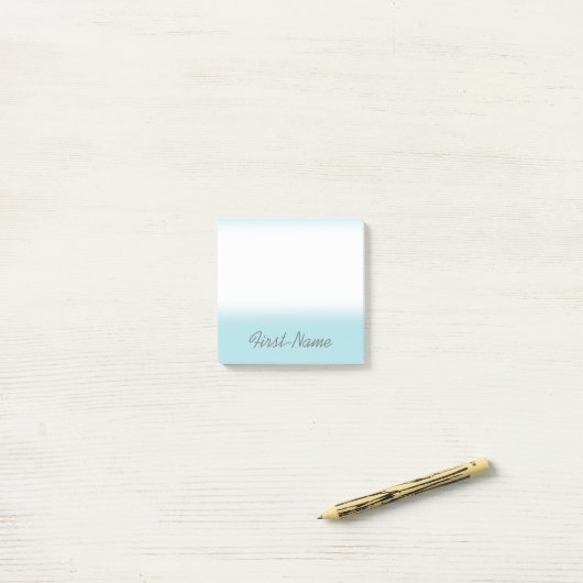 Basispowder Blauwe Achtergrond met Dim Gray Naam Post-it® Notes (Op bureau)