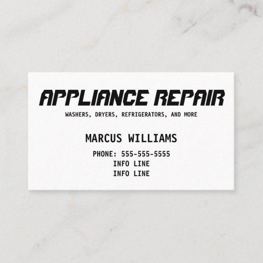 Basisreparatie van het toestel visitekaartje (Voorkant)