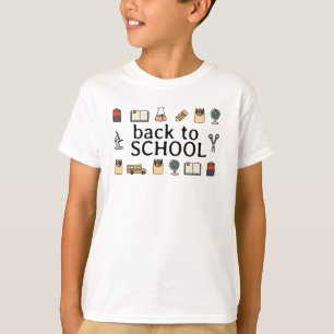 Basisschool Thema Kind Bus Boek Wereldbol T-shirt