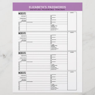 Basiswachtwoordtracker met gebruikersnaam en notit flyer