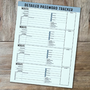 Basiswachtwoordtracker met gebruikersnaam en notit flyer