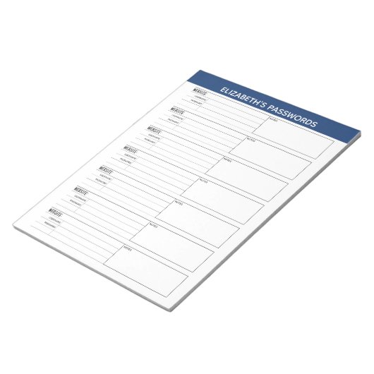 Basiswachtwoordtracker met gebruikersnaam en notit notitieblok (Schuin)