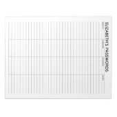 Basiswachtwoordtracker met gebruikersnaam en notit notitieblok (Voorkant)