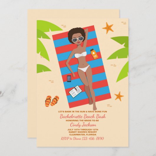 Bask Dans Le Soleil 2 Bachelorette Invitation (Devant / Derrière)