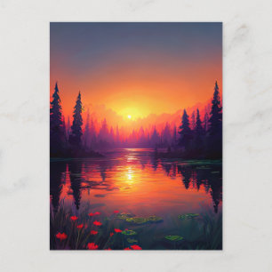 Basken in het Oranje en Paarse Sunset Light Briefkaart