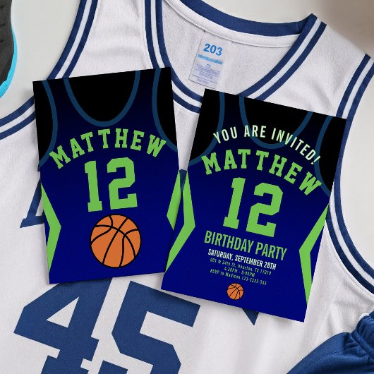 Basket-ball 12 Anniversaire Invitation