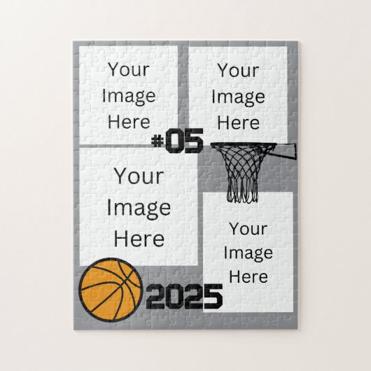 Basket-ball 4 Photo Collage Jigsaw Puzzle Gris (Vertical)
