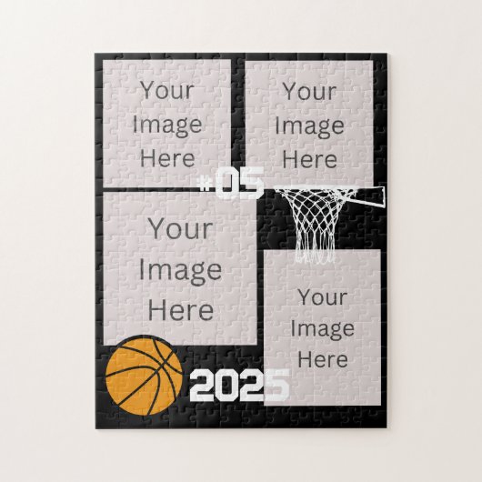 Basket-ball 4 Photo Collage Jigsaw Puzzle Noir (Vertical)