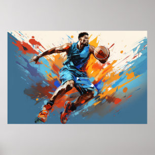 Basket-ball Action Sport Peinture Art Déco Abstrai