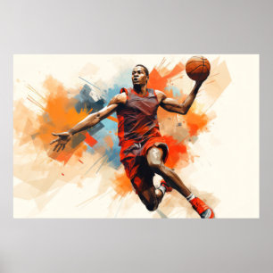 Basket-ball Action Sport Peinture Art Déco Abstrai