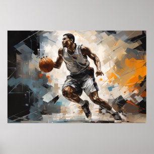 Basket-ball Action Sport Peinture Art Déco Abstrai