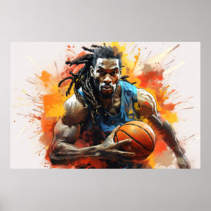 Basket-ball Action Sport Peinture Art Déco Abstrai