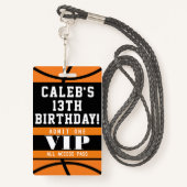 Basket-ball Anniversaire de la fête VIP Pass Badge (Derrière avec lanière)
