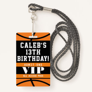 Basket-ball Anniversaire de la fête VIP Pass Badge