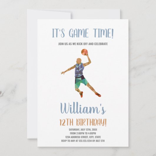 Basket-ball Black Orange Invitations (Devant)