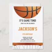 Basket-ball blanc et orange Invitation d'anniversa (Devant)