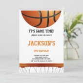 Basket-ball blanc et orange Invitation d'anniversa (Debout devant)
