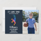 Basket-ball coloré Invitation d'anniversaire avec  (Devant)