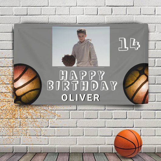 Basket-ball en métal Ball Photo Bannière d'anniver