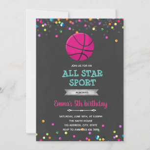Basket-ball fille invitation anniversaire