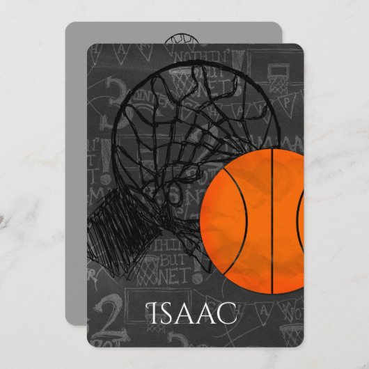 Basket-ball Invitation Bat mitzvah Bar Thème (Devant / Derrière)