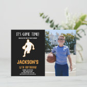 Basket-ball Jouer Anniversaire Invitation avec pho (Debout devant)