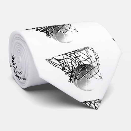 Basket-ball noir et blanc Cravate personnalisée (Roulé)