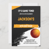 Basket-ball noir et blanc Invitation d'anniversair (Devant)