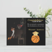 Basket-ball noir et or Faire-part de graduation (Debout devant)