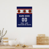 Basket-ball Personnalisé Bleu Affiches de nuit (Cuisine)