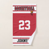 Basket-ball rouge foncé et blanc 🏀 (Serviette à main)