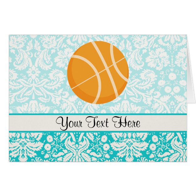 Basket-ball turquoise de sabot de damassé (Devant horizontal)