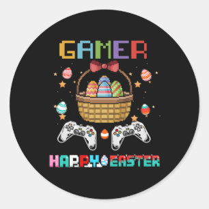 Basket gamer videospelcontroller met paaseieren ronde sticker