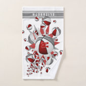basket gris rouge étoiles filles monogrammed (Serviette à main)