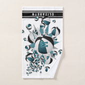 Basket noir turquoise étoiles filles monogrammed (Serviette à main)