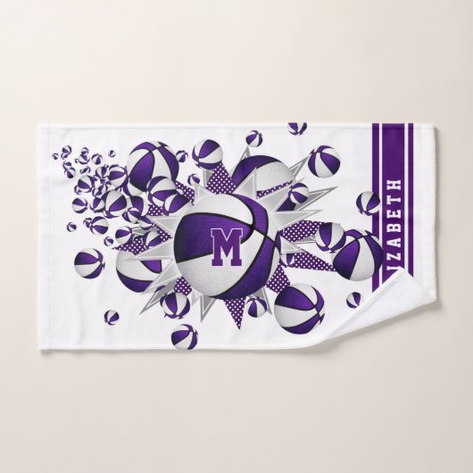 basket violet étoiles filles monogrammed (Serviette à main)