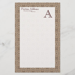 Basket Weave Art Pattern 1 Monogram Stationery Briefpapier