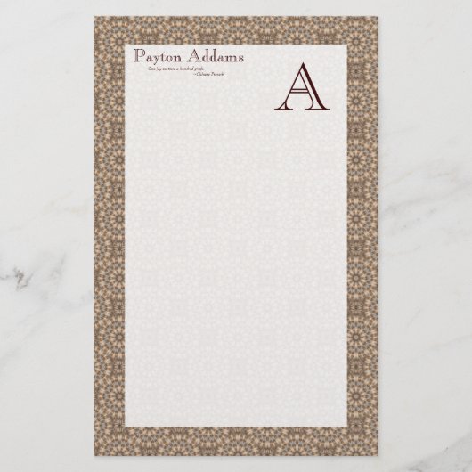 Basket Weave Art Pattern 1 Monogram Stationery Briefpapier (Voorkant)