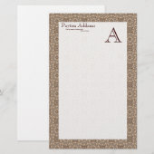 Basket Weave Art Pattern 1 Monogram Stationery Briefpapier (Voorkant / Achterkant)