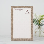 Basket Weave Art Pattern 1 Monogram Stationery Briefpapier (Staand voorkant)