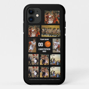 Basketbal 11 Fotocollage gepersonaliseerd zwart iPhone 11 Hoesje