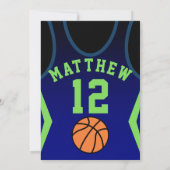 Basketbal 12 Verjaardagsuitnodiging Kaart (Achterkant)