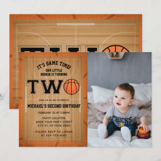 Basketbal 2e verjaardag foto kaart