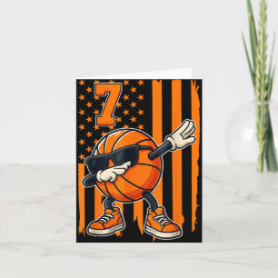Basketbal 7e verjaardag Amerikaanse vlag cadeau vo Kaart